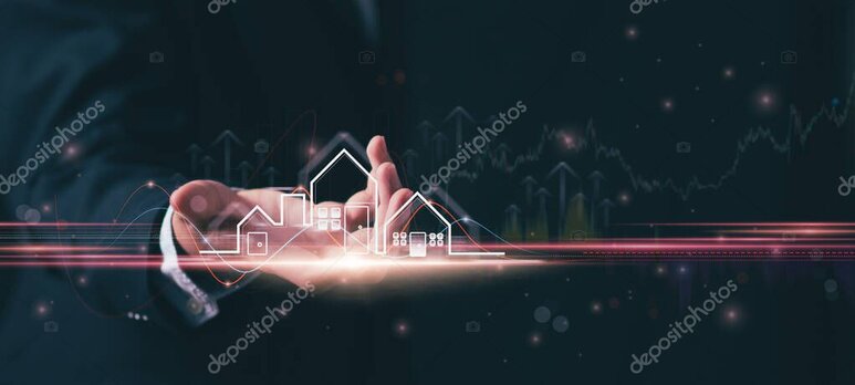 Grafico dei prezzi immobiliari con case sullo sfondo